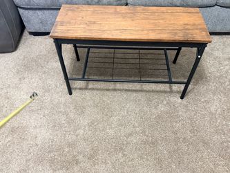 Rustic Industrial Entryway Bench with Shoe Storage Shelf
