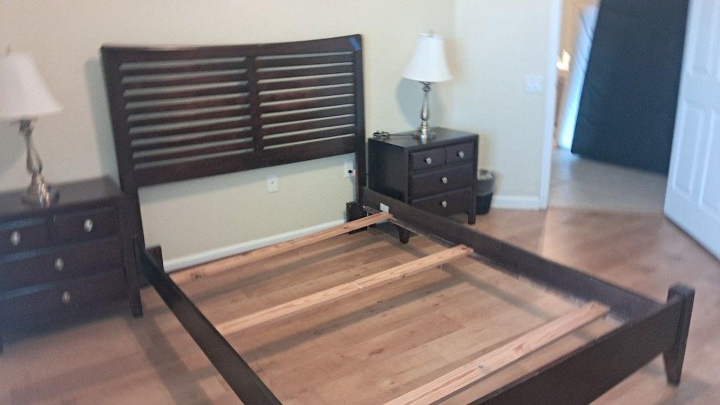Full Bed Frame W 1 Dreseer And 2 Night Stand