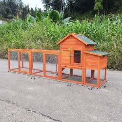 122＂Large Wooden Chicken Coop,Outdoor Hen House with Nesting Box ,Wire Fence Poultry Cage