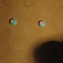 5.5 mm Natural Opal Earrings