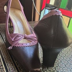 Kate Spade Two Tone  Square-Toe Oxford Style Kitten Heels 7.5 M Shoes