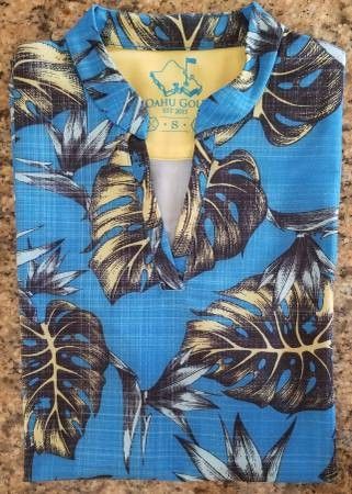 New Oahu Golf Womens Polo sz Small, Reverse Jungle Blue