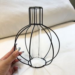 9" Iron frame with glass tube vase propagation for plants and flower f