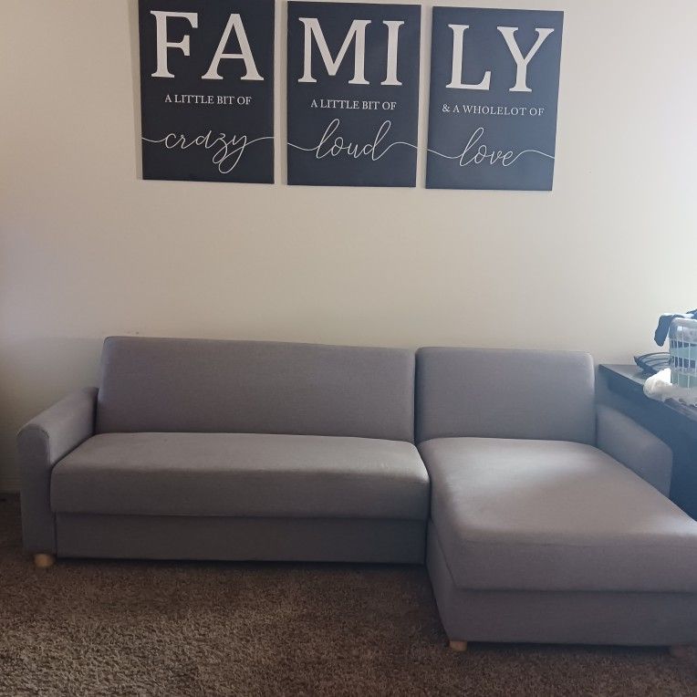 Beautiful New spotless Clean Gray Sectional Couch 