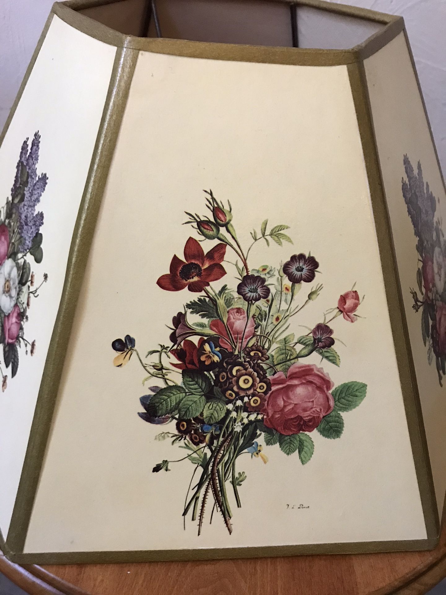 Pair of floral lamp shades by J L Prevost