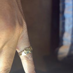 10k Gold Nugget Ring & Cuban Link Bracelet