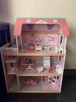Robud Wooden Dollhouse with Furniture & Accessories