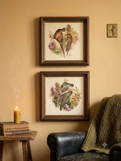 Vintage Framed Gamebird Art Prints – Pair of Pheasant & Quail Cabin Decor