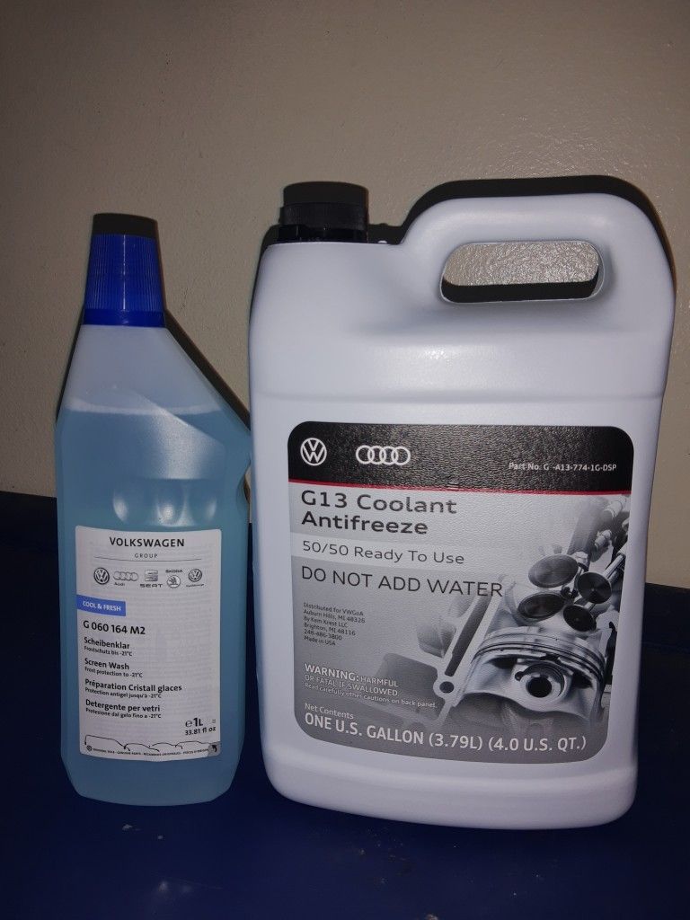 Volkswagen And Audi Coolant Antifreeze And Windshield Washer Fluid