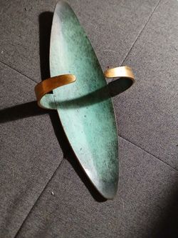 11"×4" Vintage Pal-bel Mcm Enameled brass dish