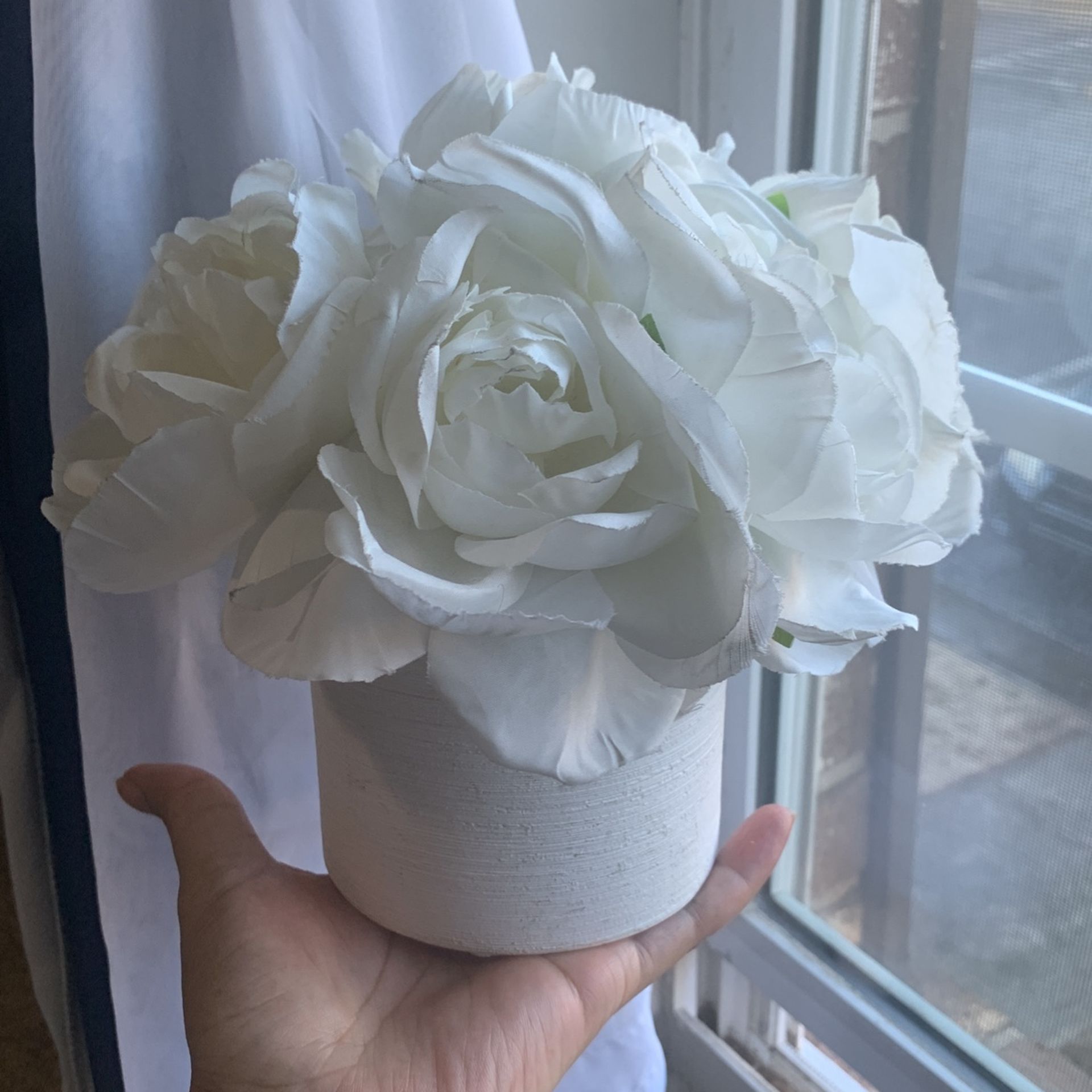 White Faux Flower With Vase