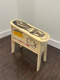 Vintage wooden shoe shine stool/storage box