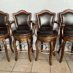 Wood/Leather Barstool Chairs