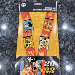 Disney Parks Mickey Mouse and Friends 2023 Pin Trading Starter Set.  Brand new in original packaging never opened.  