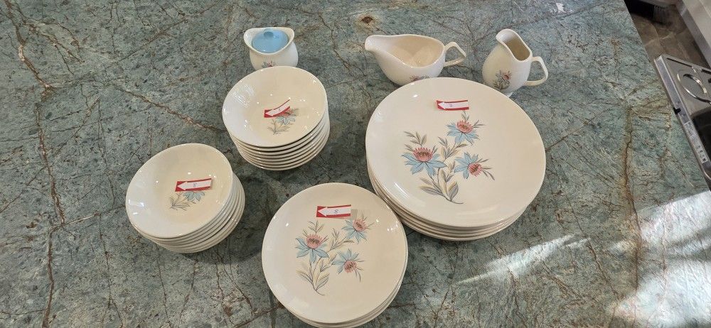 Set of 34 Pieces Vintage Steubenville Pottery Co USA Fairlane Dinner Plates