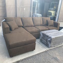 Brown Sectional With Free Ottoman  ‼️brand New In Stock ‼️