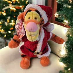 Disney Store Christmas Tigger Plush Stuffed Animal Toy Santa Helpers Winnie Pooh. New with tag but has something on his bottom see photos