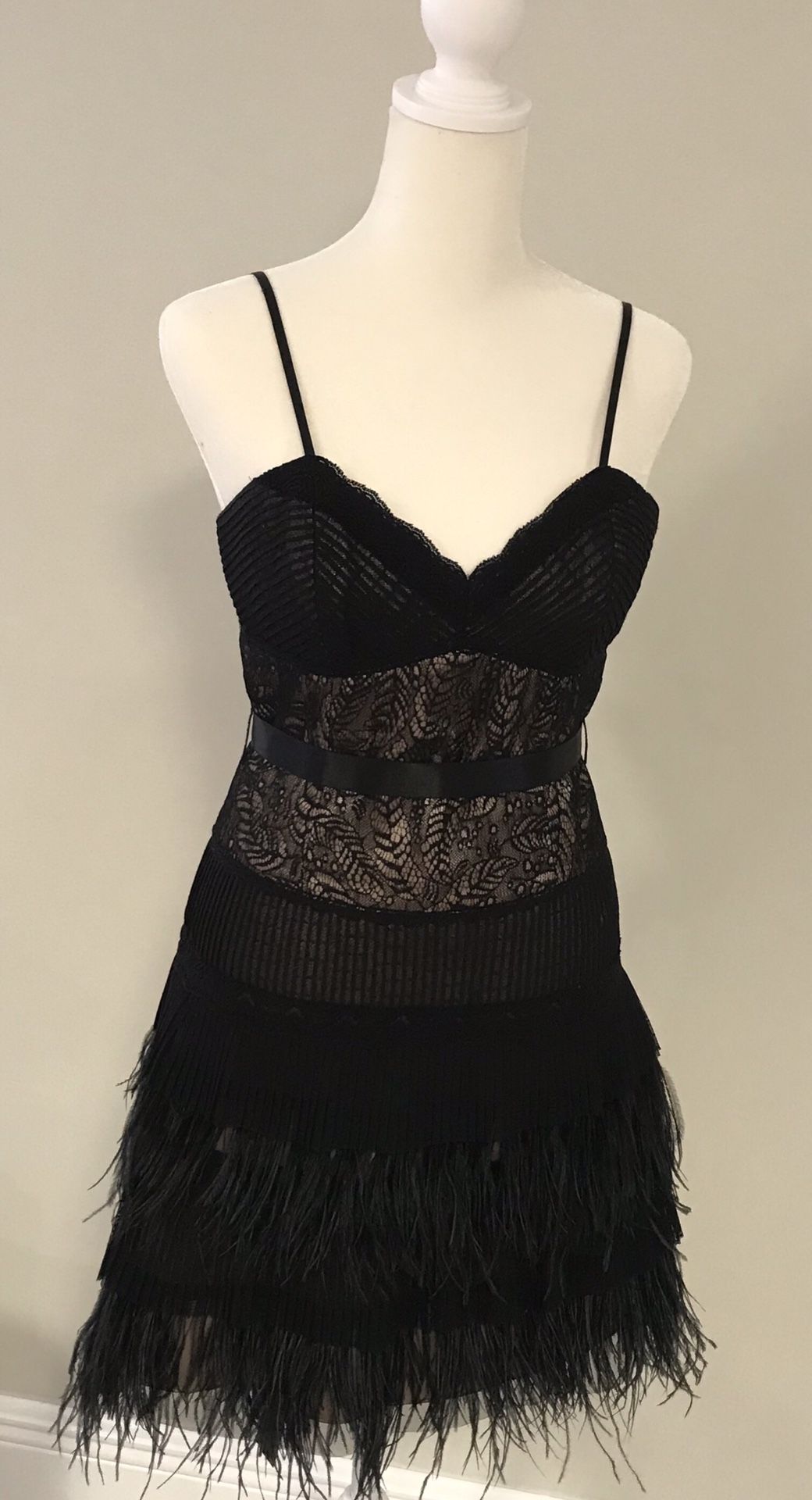 BCBG MAX AZRIA Black Lace & Ostrich Feather Cocktail Dress - www.disolcolor.com BCBG MAX AZRIA Black Lace & Ostrich Feather Cocktail Dress - www.disolcolor.com