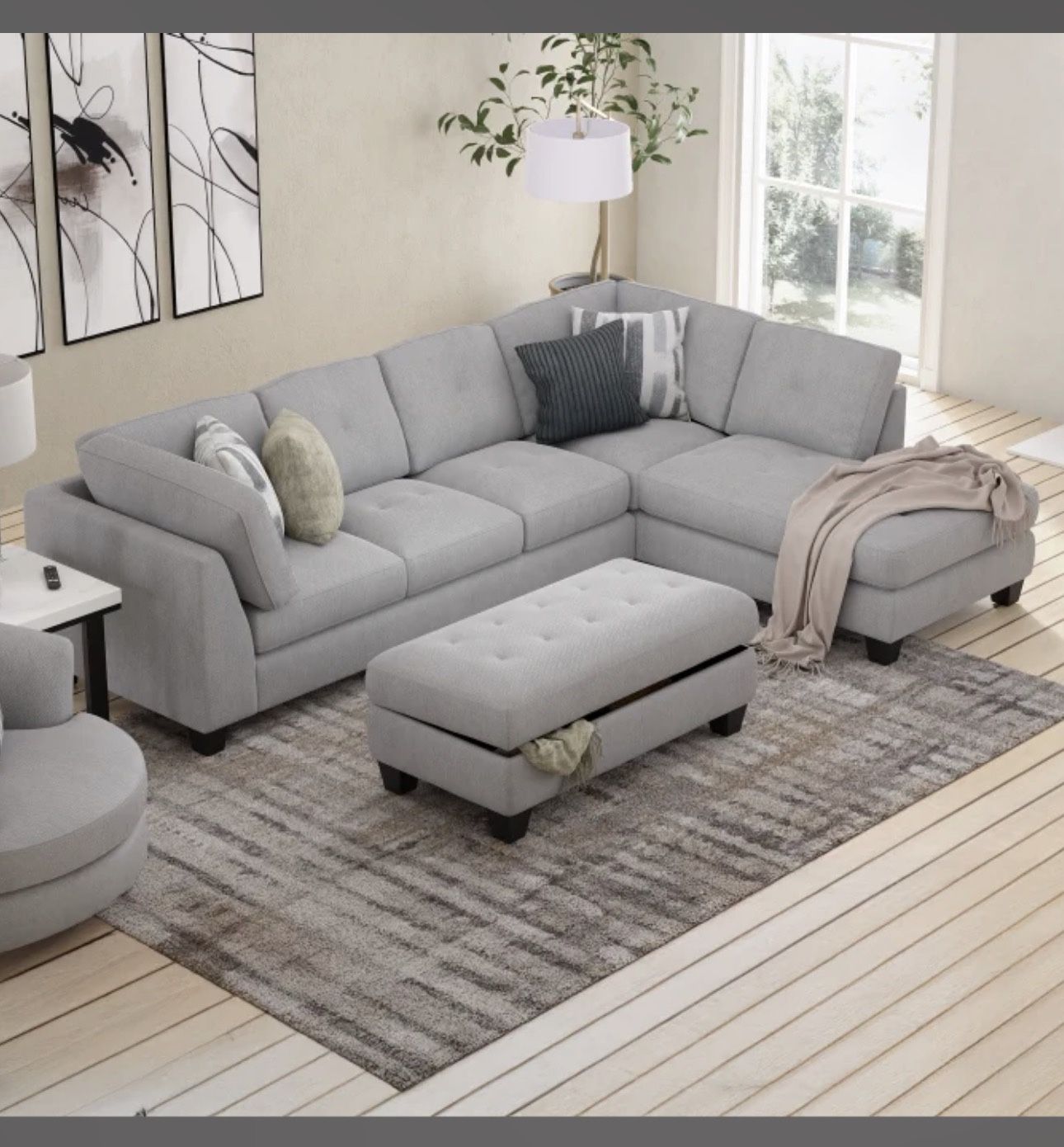 2pc Sectional with Right Chaise With Ottoman 