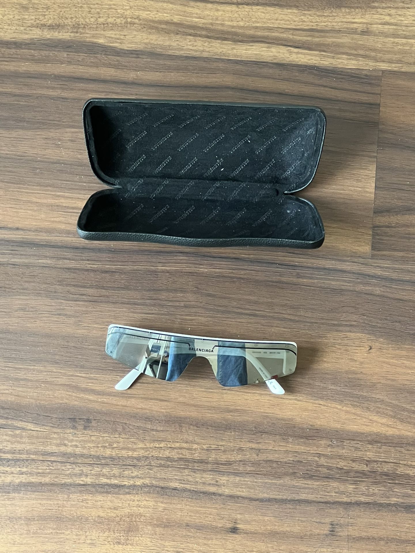 Balenciaga Shield Sunglasses with Case — Futuristic Style