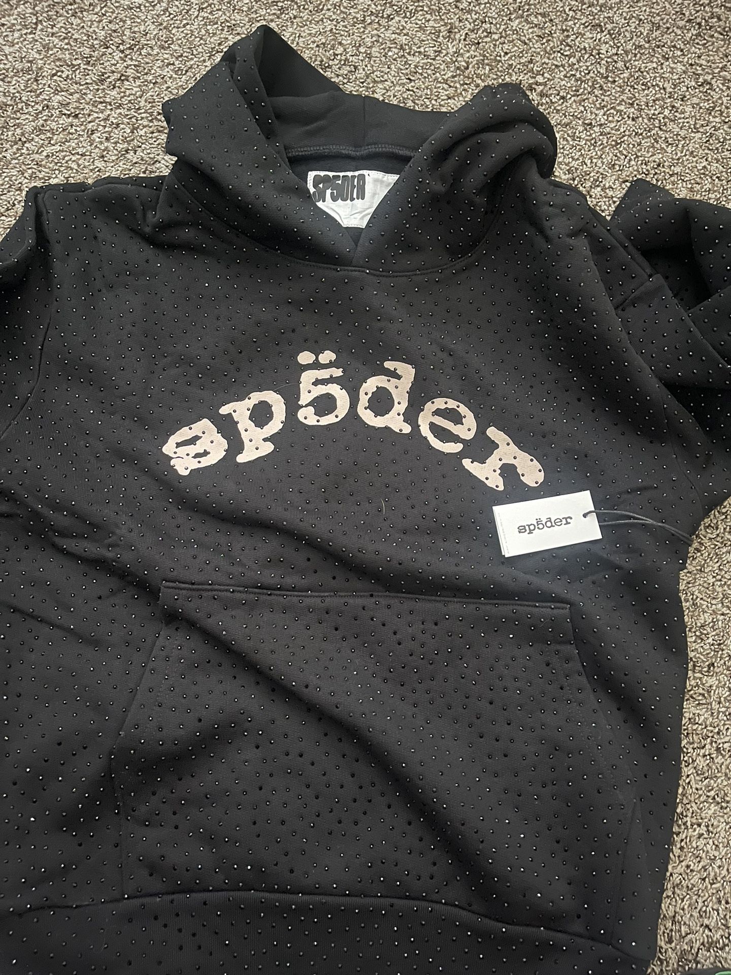 Black Rhinestone Sp5der Hoodie