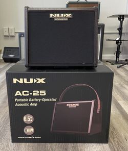 NUX Stageman AC 25 25W 2 Channel Modeling Rechargable Acoustic Amp with Bluetooth Brown