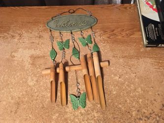 Bamboo chute wind chime welcome butterflies leaves