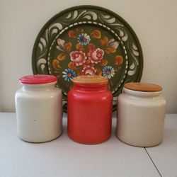 Set of 3 French Mustard “Moutarde Française” Crock Jars

