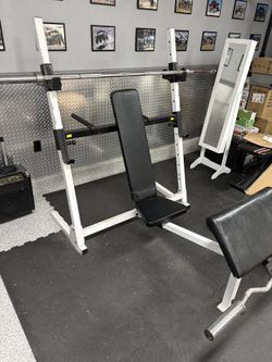 Bench With 45LB Bench Barbell And 15 LB Curl bar