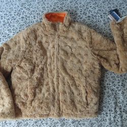 G-III sports Carl Banks Jacket M Reverse orange w/ Faux Fur tx longhorns womens