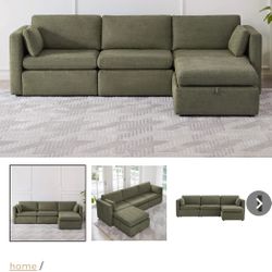 Delaney 4-Seat Modular Sofa Chaise with Storage Ottoman by Chita 