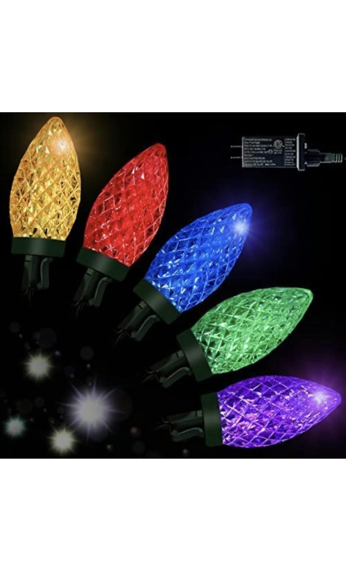 Christmas Lights, 32.8 Ft 50 LED C9 Christmas Color Change Lights with Timing Function Waterproof and Connectable Plug for Home Party Garden Decor Out