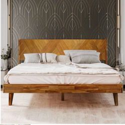 RORNS Gazelle King Size Bed Frame with Artistic 41in High Headboard So