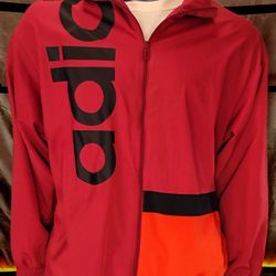 Adidas Men’s XL Red Black Orange Windbreaker Jacket