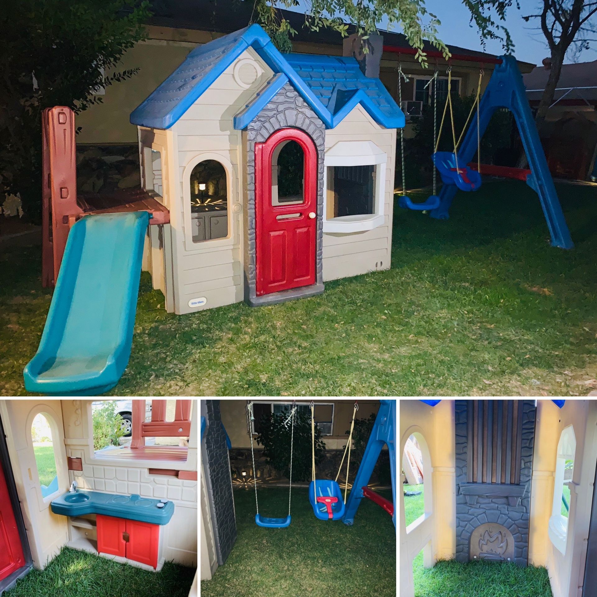 little tikes swing set playhouse playground with kids slide