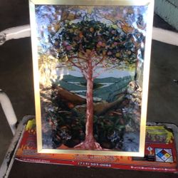 Unique Vintage Stain Glass Piece 13 X9 