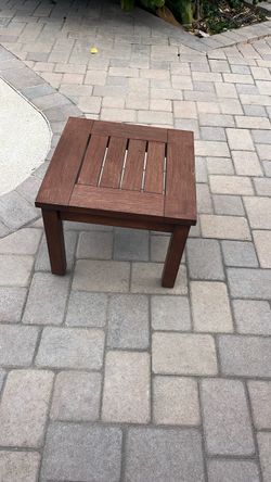 Two Outdoor Wood Slat Side Table