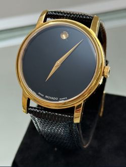 Movado Museum Classic Gold Tone 40mm Leather Men's Watch