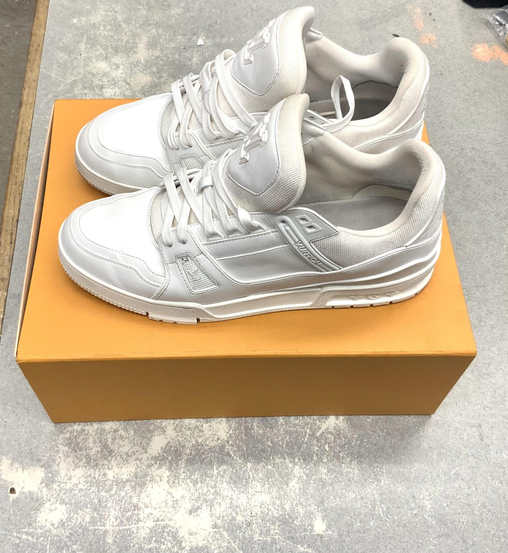 Louis Vuitton LV Trainer Sneakers Triple White Size 11 Footwear Fashion Luxury Shoes Men Designer Embossed Logo Limited Edition Rare Authentic