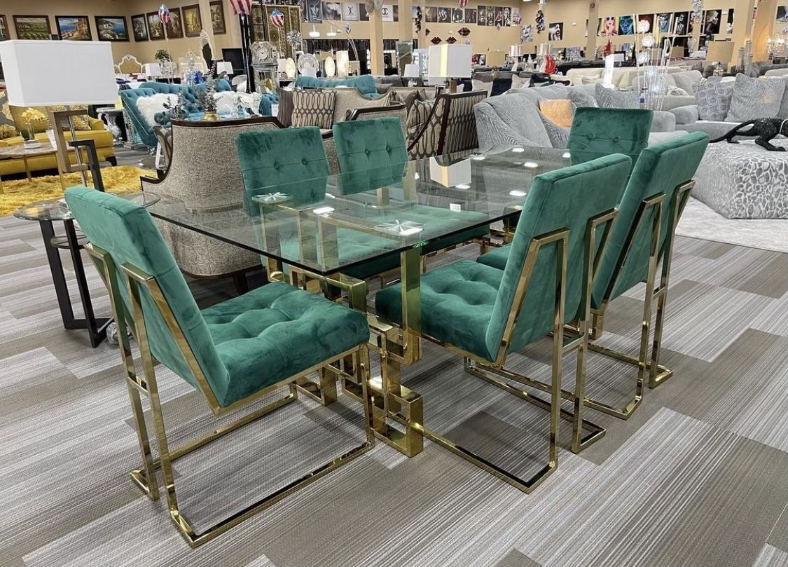 Dining Glass Table , 6 Chairs