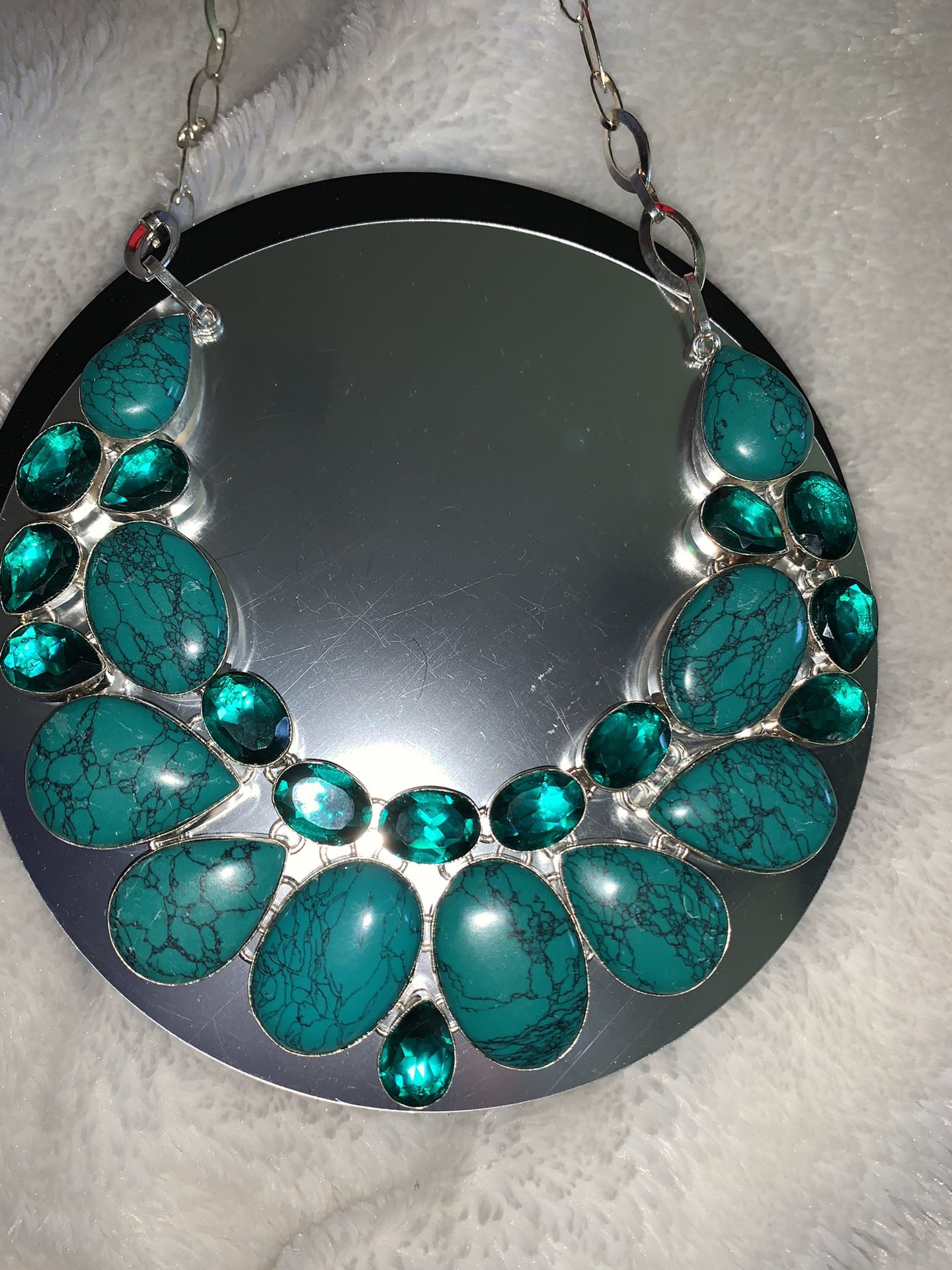 NEW Sterling, Turquoise & Blue Topaz Necklace. 