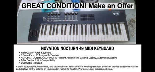 NOVATION NOCTURN 49 MIDI CONTROLLER KEYBOARD + USB Cable