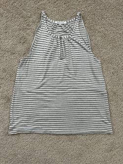 Rose + Olive Striped Keyhole Halter Tank Top Size M