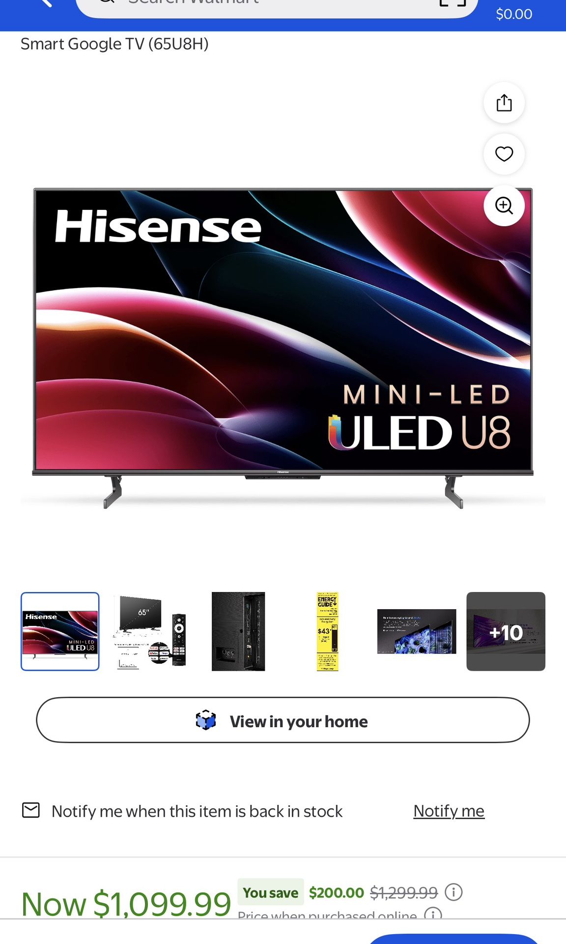 Hisense 4K U8H mini LED. 120Hz.