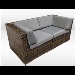 Brown Wicker With grey Cushions 