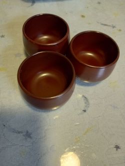 Set of 3 Small Red Clay Tea Cups