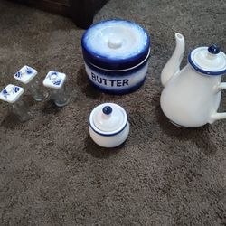 Antique Butter And Milk And Sugar Set