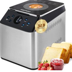 3LB Larger & 20-in-1 Ultra Quiet Bread Maker Machine, 850W Die-Cast Ceramic Pan Bread Machine with Dual Heaters