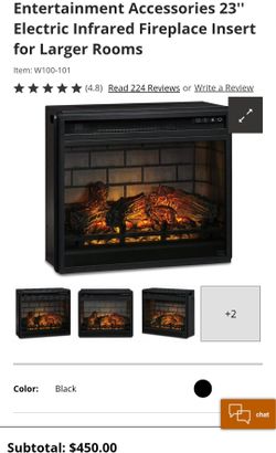 23" Electric Infrared Fireplace Insert, Black