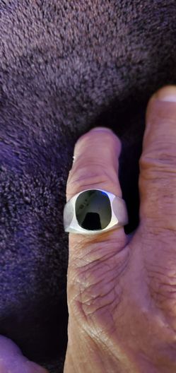 Mens Vintage 70'S Heavy Solid Mexican Sterling silver 925 Onyx Ring Size 11.5